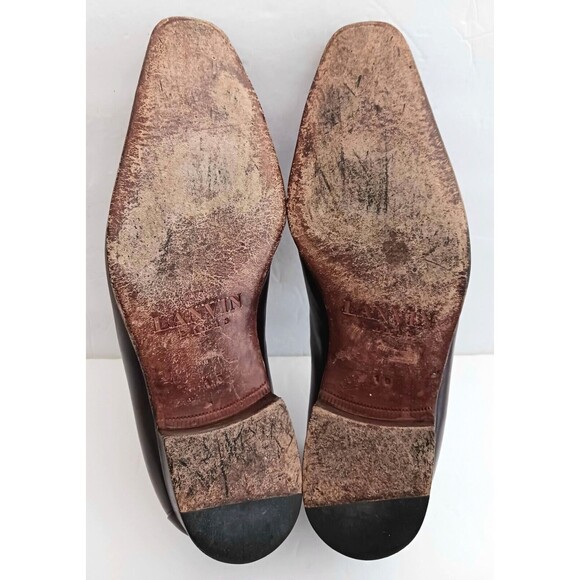 VTG Lanvin Paris Brown Leather Suede Slip On Dress Loafer Sz US 10 - Picture 9 of 9